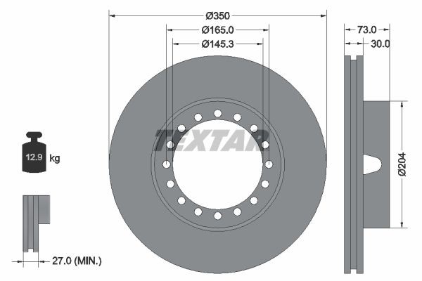 TEXTAR 93086300 Bremsscheibe für RENAULT TRUCKS R LKW in Original Qualität