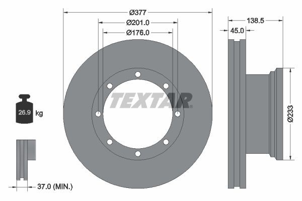 TEXTAR 93101500 Bremsscheibe für MERCEDES-BENZ ATEGO 3 LKW in Original Qualität