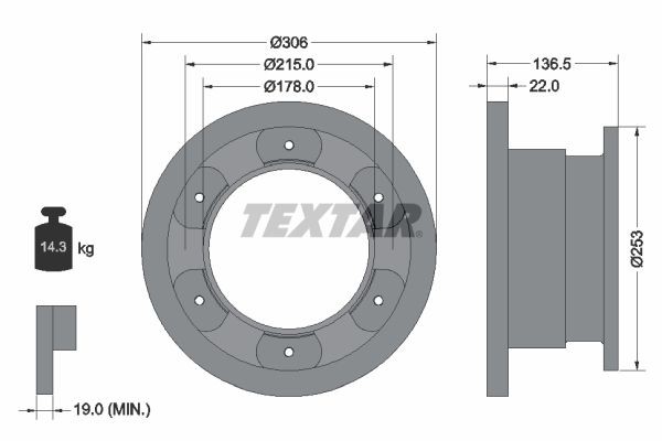 Original 93127300 TEXTAR Brake disc kit IVECO