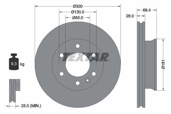 TEXTAR 93143200 Brake disc 300x28mm, 06/07x130, internally vented