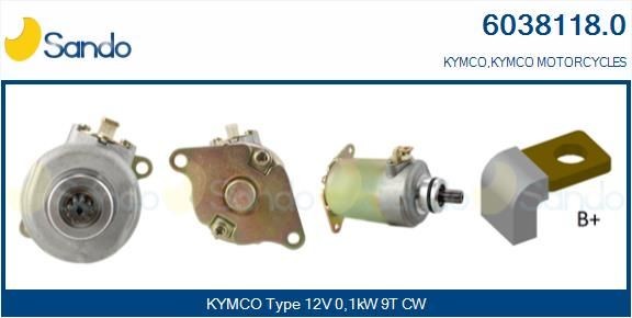 KYMCO PEOPLE Anlasser 12V, 0,1kW, Zähnez.: 9, CPS0142, PIN, Ø 30 mm SANDO 6038118.0