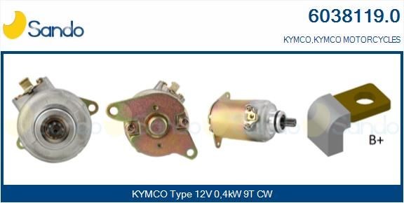 KYMCO AGILITY Anlasser 12V, 0,4kW, Zähnez.: 9, CPS0142, PIN, Ø 30 mm SANDO 6038119.0