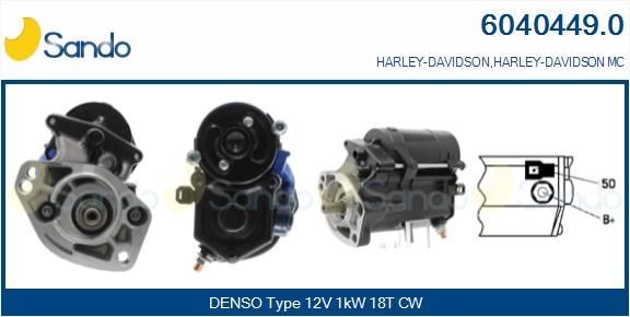 HARLEY-DAVIDSON ELECTRA GLIDE Anlasser 12V, 1kW, Zähnez.: 18, CPS0101, M8, Ø 54 mm SANDO 6040449.0