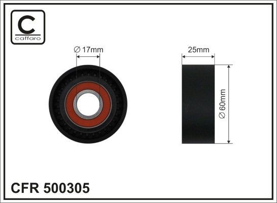 CAFFARO Ø: 60mm, Width: 25mm Tensioner pulley, v-ribbed belt 500305 buy