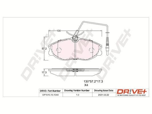 PCA060404 Dr!ve+ Front Axle, incl. wear warning contact, with adhesive film, with bolts/screws Height: 56,9mm, Thickness: 18,1mm Brake pads DP1010.10.1044 buy