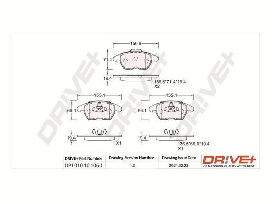 Original Dr!ve+ PCA103010 Brake pad set DP1010.10.1060 for AUDI A1