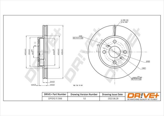 DCA6100510 Dr!ve+ DP1010.11.1366 Brake disc 43512-0D190