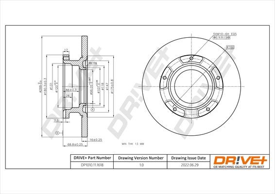 DCA6156400 Dr!ve+ DP1010.11.1618 Brake disc BK212A097AB