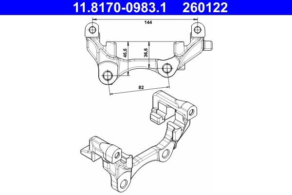 ATE Brake Caliper Support Bracket 11.8170-0983.1 for Renault Latitude L70