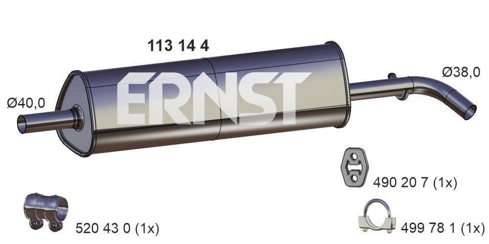 ERNST 113144 Middle silencer Length: 1040mm
