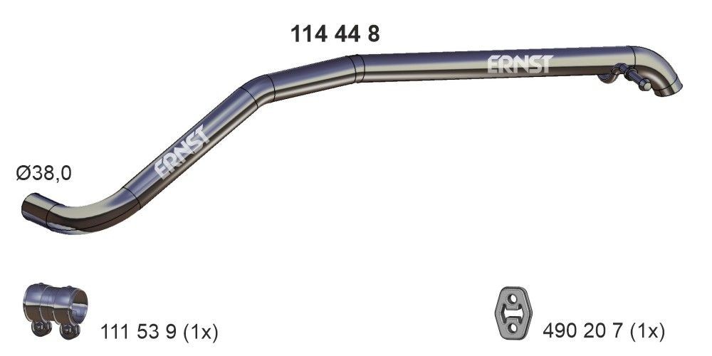 ERNST 114448 Exhaust Pipe Rear, Single tailpipe
