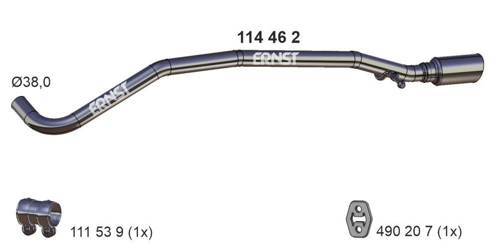ERNST Length: 1150mm, Rear Exhaust Pipe 114462 buy