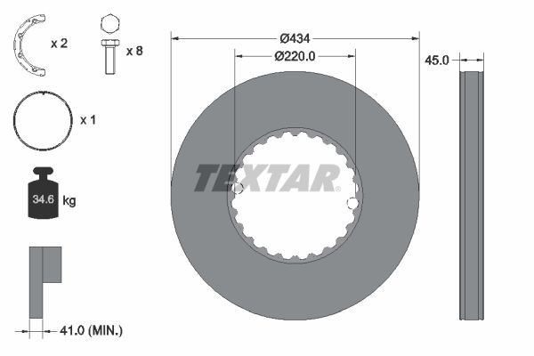 98200 2721 0 1 TEXTAR 434x45mm, solid Ø: 434mm, Brake Disc Thickness: 45mm Brake rotor 93272100 buy