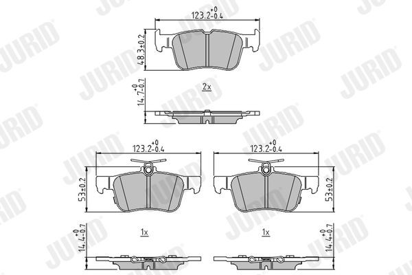 573687J JURID Brake pad set FORD with acoustic wear warning, without accessories