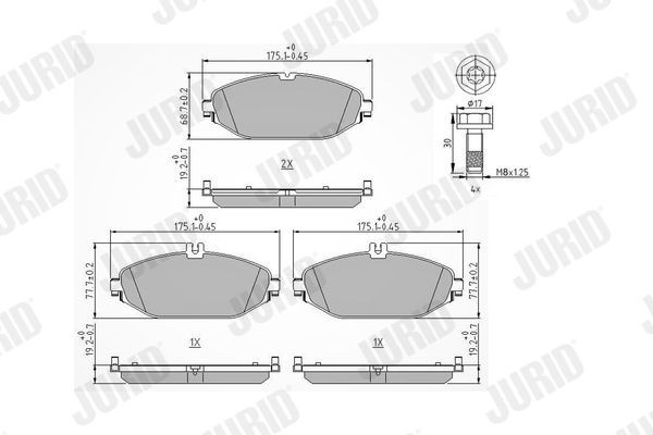 JURID 573692J Brake pad set prepared for wear indicator, without accessories