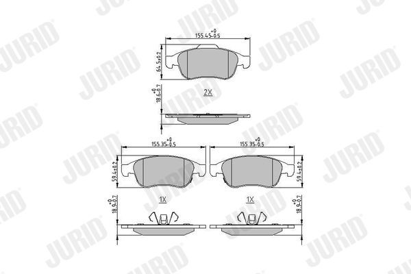 JURID 573766J Brake pad set with acoustic wear warning, with piston clip, without accessories