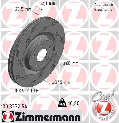 ZIMMERMANN BLACK Z 100.3332.54 Brake disc 345x30mm, 6/5, 5x112, internally vented, slotted, Coated, High-carbon