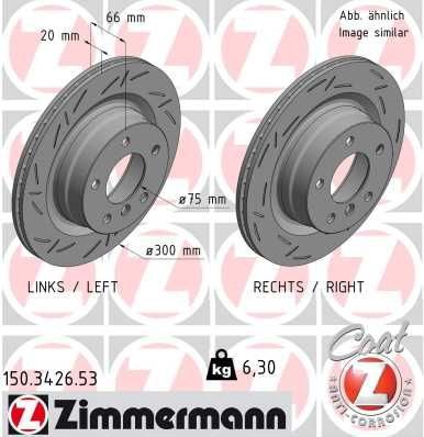 ZIMMERMANN BLACK Z 150.3426.53 Brake disc 300x20mm, 6/5, 5x120, internally vented, slotted, Coated, High-carbon