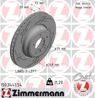 ZIMMERMANN BLACK Z 150.3441.54 Brake disc 348x30mm, 6/5, 5x120, internally vented, slotted, Coated, High-carbon