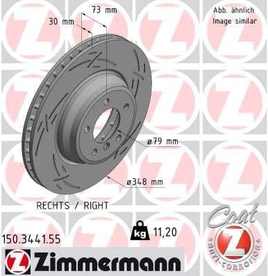 ZIMMERMANN BLACK Z 150.3441.55 Brake disc 348x30mm, 6/5, 5x120, internally vented, slotted, Coated, High-carbon