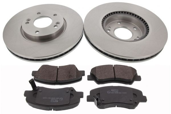 MAPCO 47249 Brake discs and pads set Front Axle, Vented, with anti-squeak plate, with acoustic wear warning