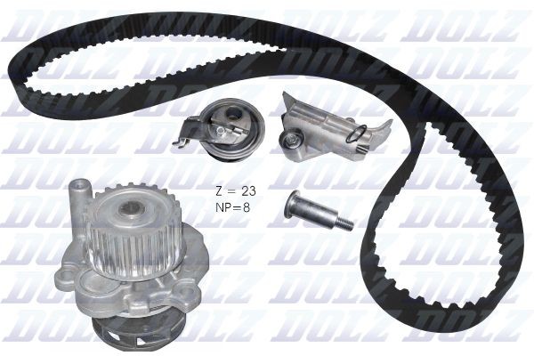 KD110 DOLZ Timing belt kit with water pump AUDI Number of Teeth: 150, Width: 23,0 mm