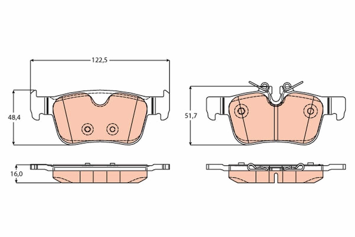 22429 TRW prepared for wear indicator Height: 48,4mm, Width: 122,5mm, Thickness: 16mm Brake pads GDB2168 buy