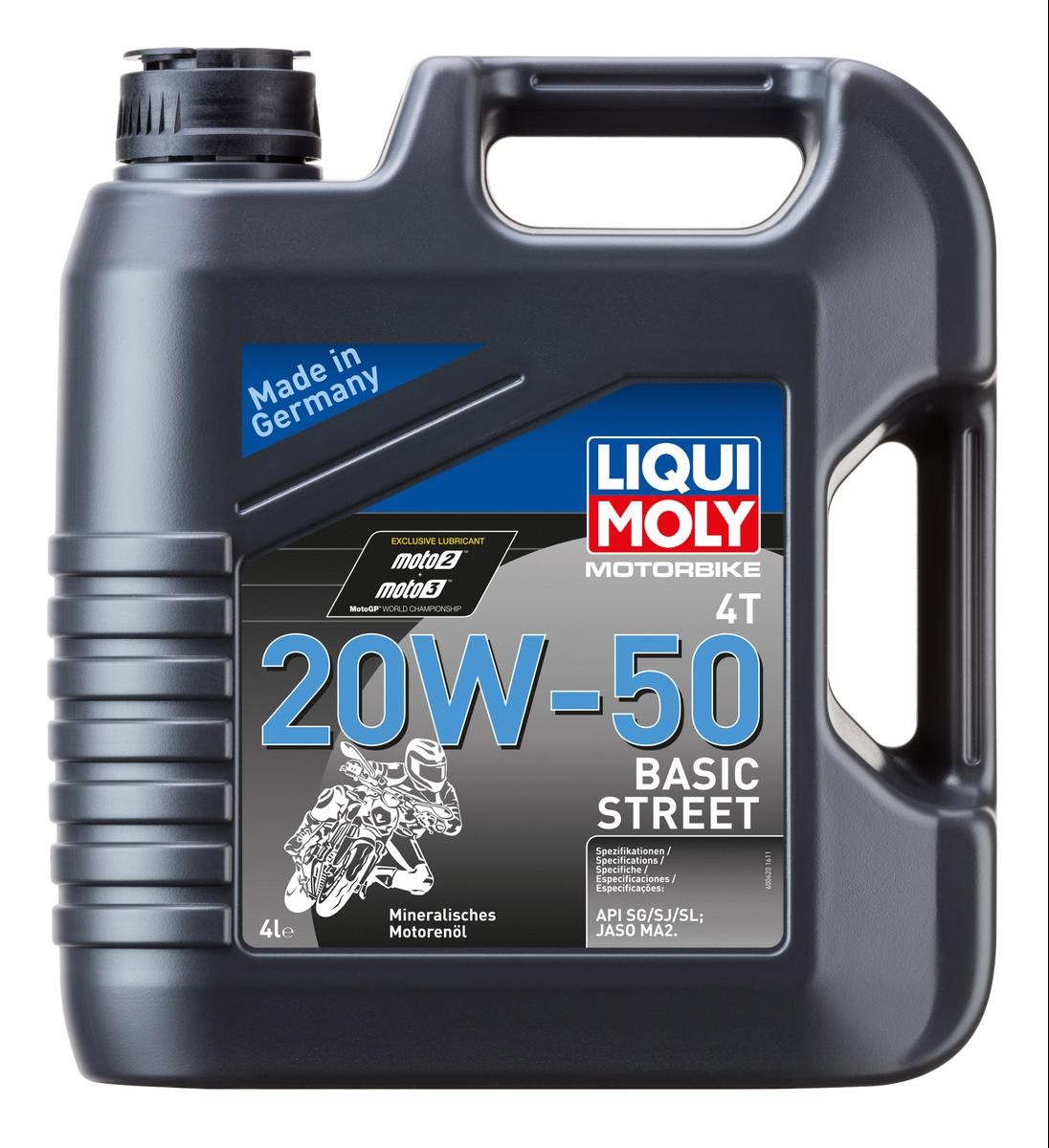LIQUI MOLY 20W-50 Motorbike 4T, Basic Street 20W-50, 4l, Mineral Oil Engine oil 20729 cheap