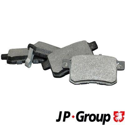 JP GROUP 3463700910 Brake pad set Rear Axle, with acoustic wear warning