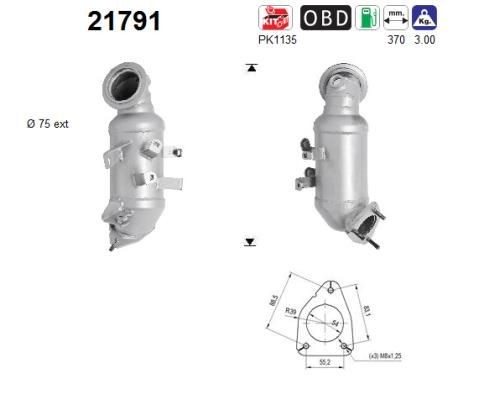 AS 21791 Catalytic converter OPEL ZAFIRA 2017 price