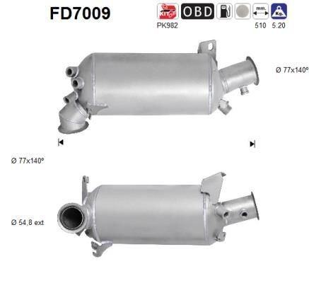 AS FD7009 Diesel particulate filter 7H0.254.700 NX