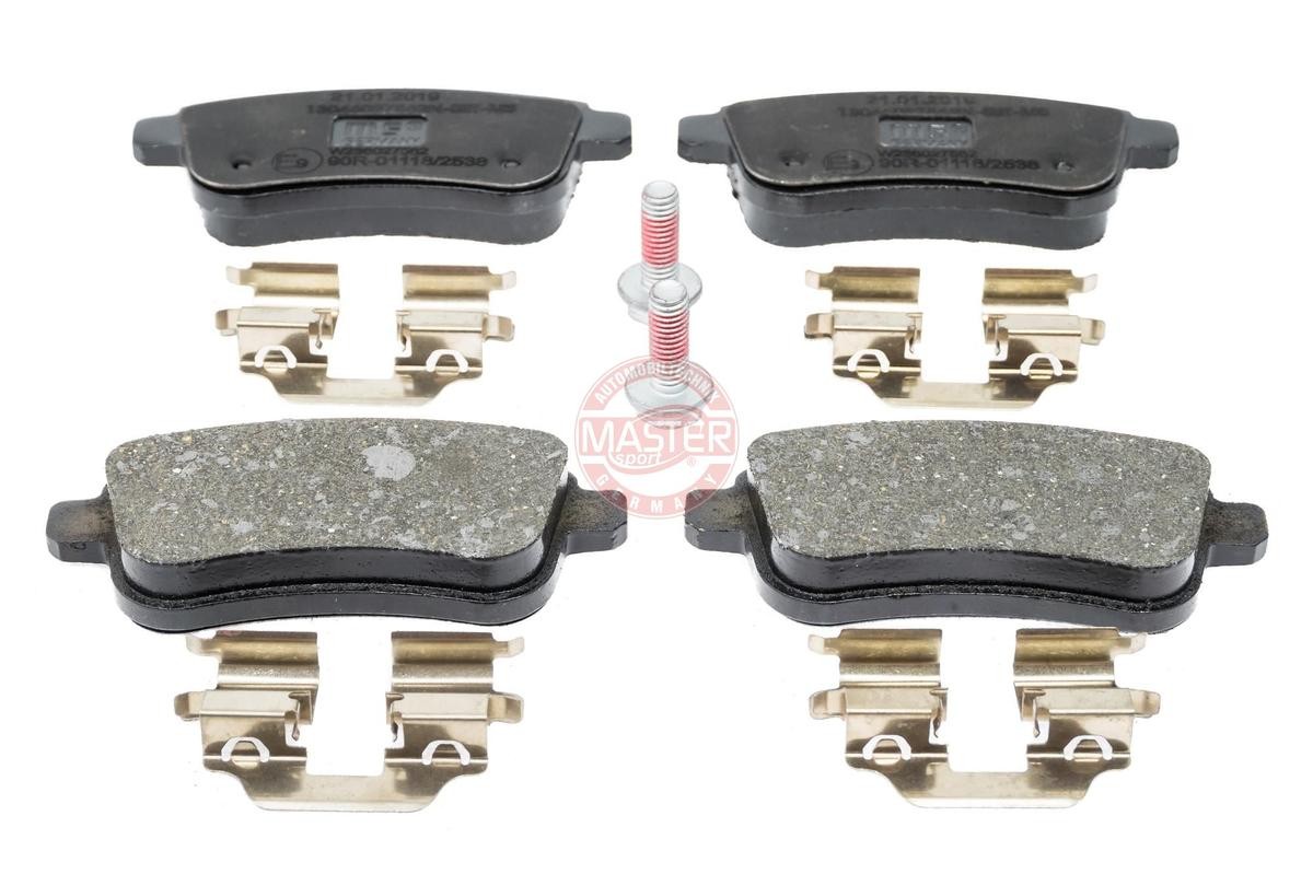 13046027562N-SET-MS MASTER-SPORT Brake pad set RENAULT Rear Axle, excl. wear warning contact, not prepared for wear indicator, with anti-squeak plate