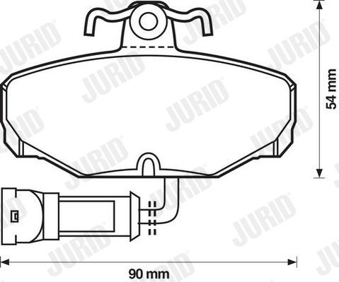 20981 JURID incl. wear warning contact, with accessories Height 1: 54mm, Height: 54mm, Width: 90mm, Thickness: 13,5mm Brake pads 571408J buy