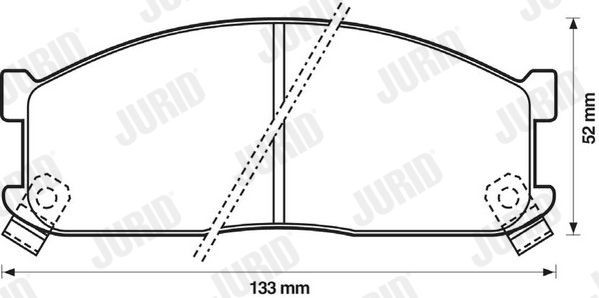 22075 JURID with acoustic wear warning, without accessories Height 1: 52mm, Height: 52mm, Width: 133mm, Thickness: 14,5mm Brake pads 572332J buy