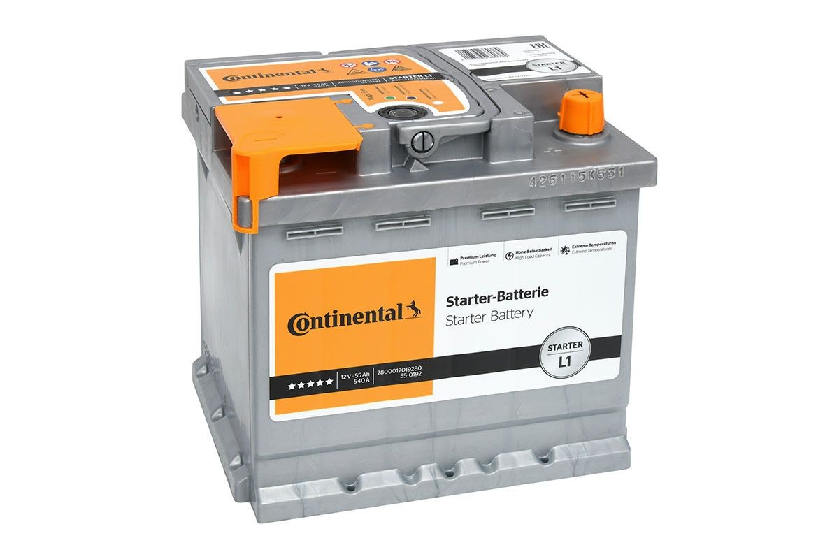 Continental 2800012019280 Auto battery 12V 55Ah 540A Lead-Calcium Battery (Pb/Ca), Lead-acid battery