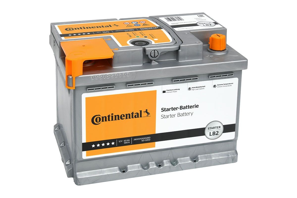 Continental 2800012020280 Starter Batterie 12V 60Ah 580A B13 Batterie  plomb-calcium (Pb/Ca), Batterie au plomb