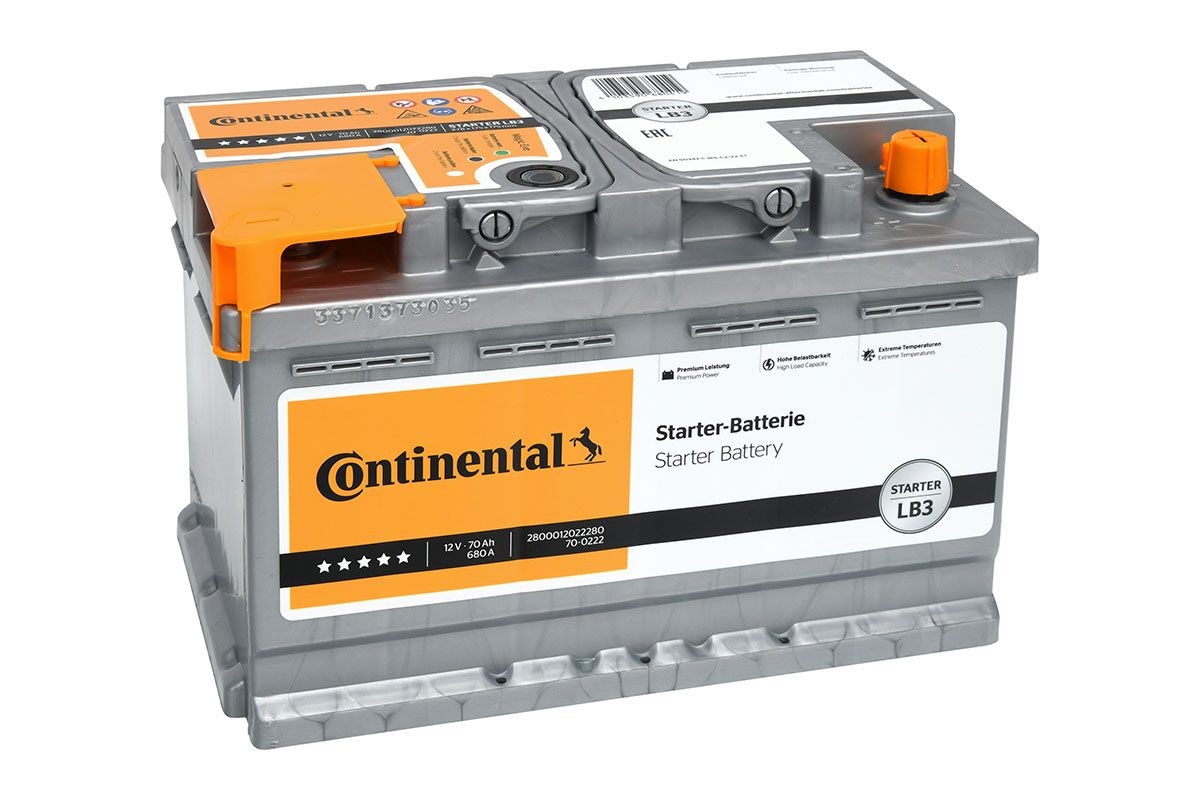 Continental 2800012022280 Starter Batterie 12V 70Ah 680A B13 Blei-Kalzium- Batterie (Pb/Ca), Bleiakkumulator