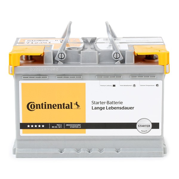 Continental Starter 2800012024280 Batterie 12V 85Ah 760A B13 Blei-Kalzium- Batterie (Pb/Ca), Bleiakkumulator 2800012024280