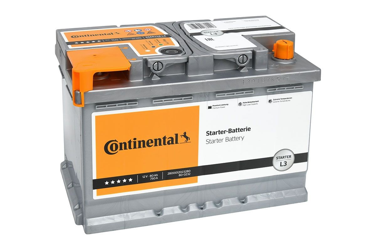 2800012023280 Accumulator battery 2800012023280 Continental 12V 80Ah 750A Lead-Calcium Battery (Pb/Ca), Lead-acid battery