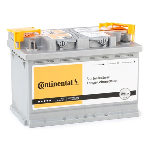 Continental 2800012023280 Starter Batterie 12V 80Ah 750A B13 Batterie plomb-calcium  (Pb/Ca), Batterie au plomb