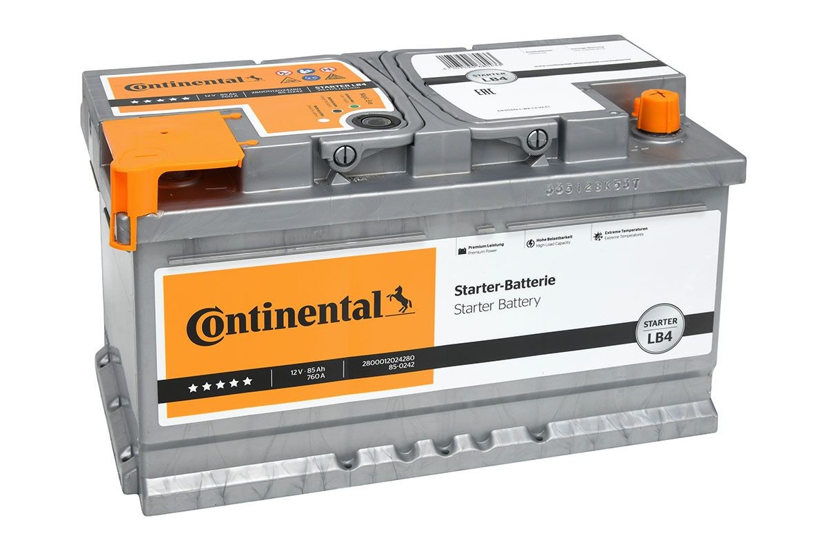 Continental 2800012024280 Starter Batterie 12V 85Ah 760A B13 Blei-Kalzium- Batterie (Pb/Ca), Bleiakkumulator