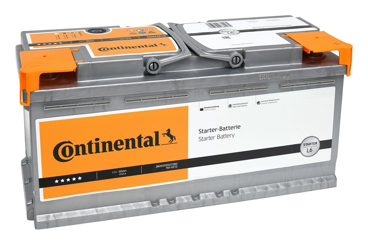 Continental 2800012027280 Starter Batterie 12V 110Ah 950A B13  Blei-Kalzium-Batterie (Pb/Ca), Bleiakkumulator