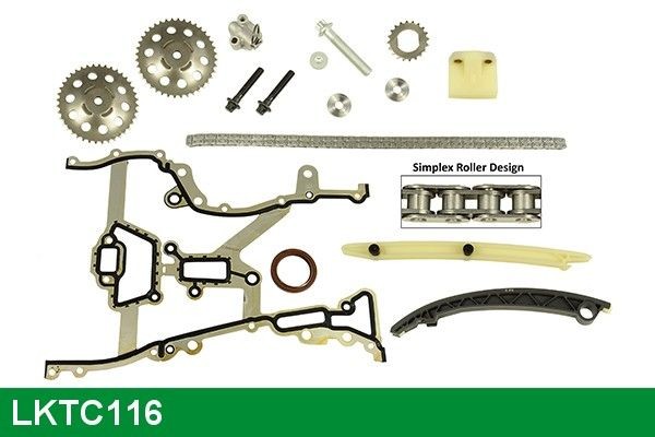 Timing chain kit LUCAS with gaskets/seals, with gear, Simplex - LKTC116