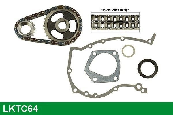 Timing chain kit LUCAS with gaskets/seals, with gear, Duplex - LKTC64