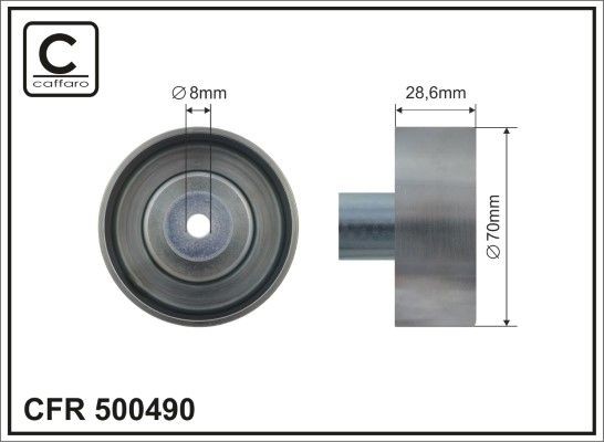 CAFFARO 500490 Deflection / Guide Pulley, v-ribbed belt 99610211957