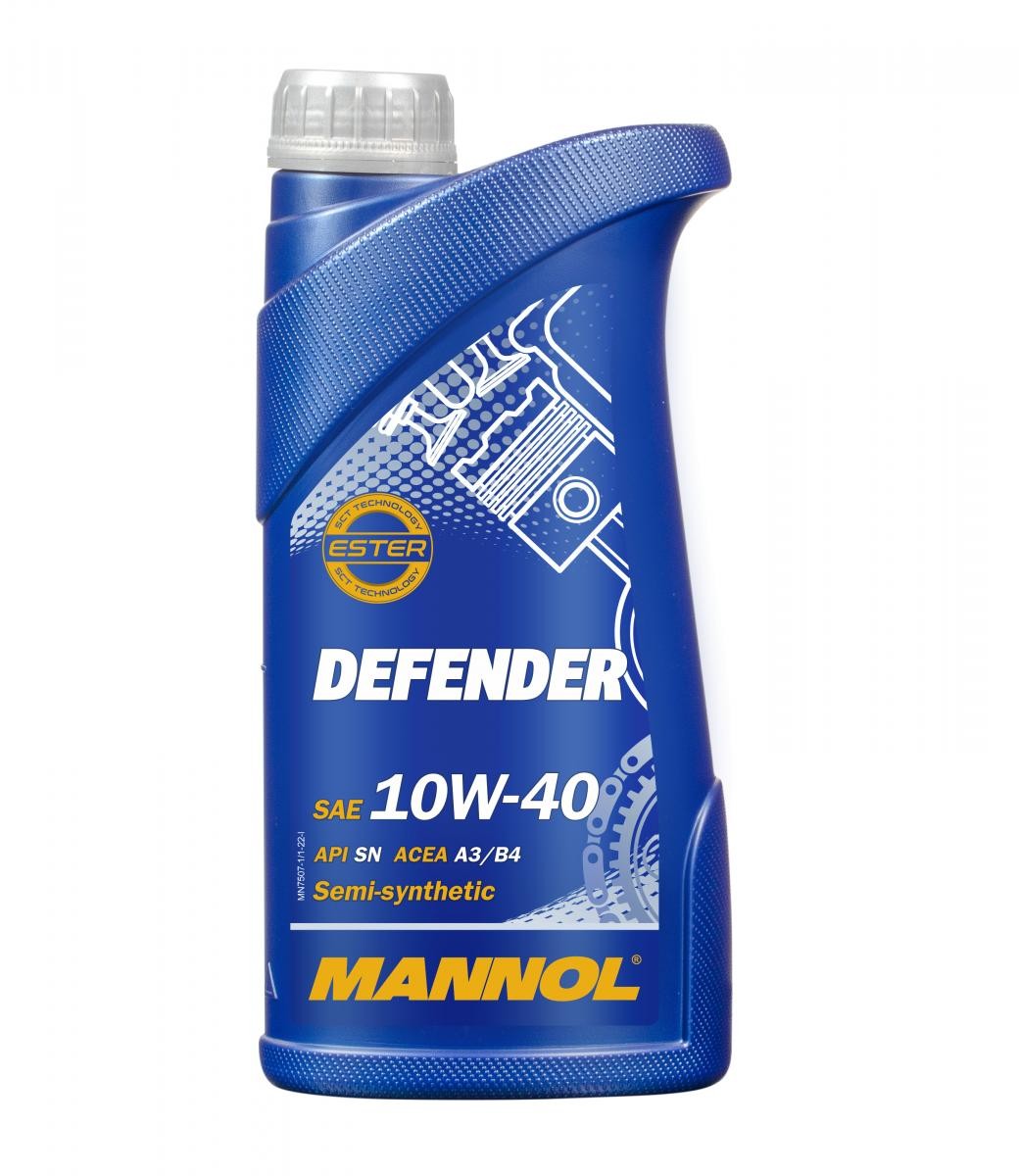 MANNOL DEFENDER MN7507-1 Motorolja 10W-40, 1l, Delsyntetolja