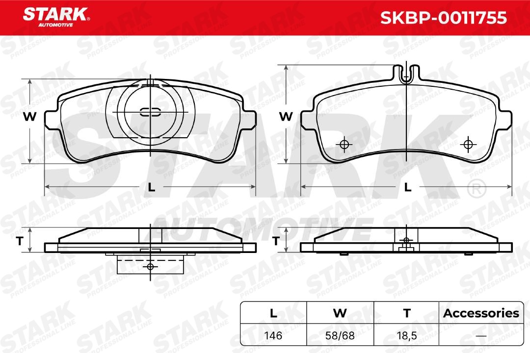 SKBP-0011755 Set of brake pads SKBP-0011755 STARK Rear Axle, prepared for wear indicator