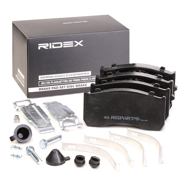 RIDEX Hinterachse, Vorderachse, nicht für Verschleißwarnanzeiger vorbereitet, mit Zubehör Höhe: 84,0mm, Dicke/Stärke 1: 27,0mm, Dicke/Stärke 2: 33,8mm Bremsbeläge 402B1162 kaufen