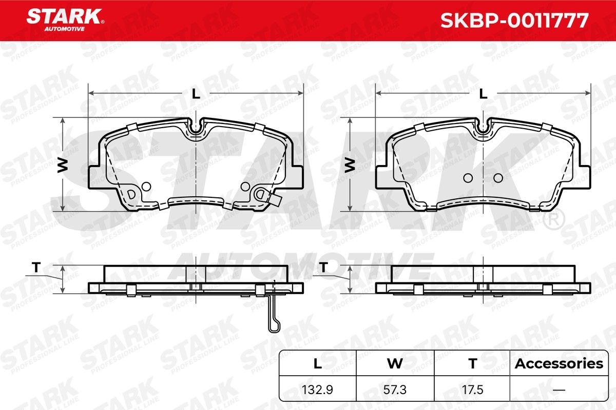 SKBP-0011777 Set of brake pads SKBP-0011777 STARK Rear Axle, incl. wear warning contact, with acoustic wear warning