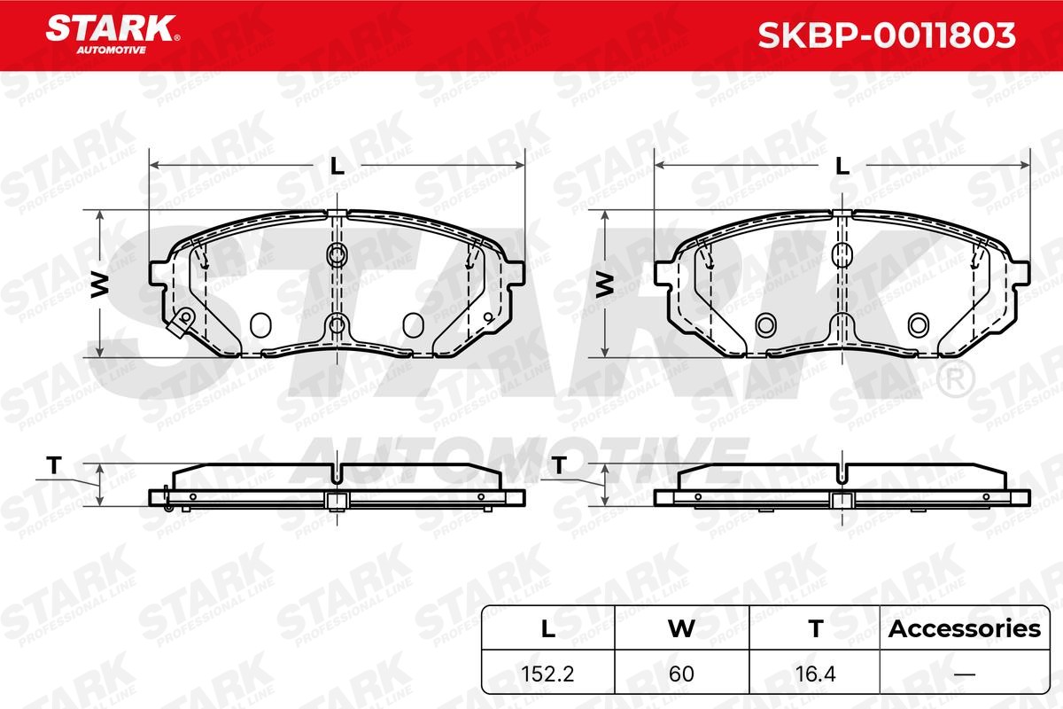 SKBP-0011803 Set of brake pads SKBP-0011803 STARK Front Axle, with acoustic wear warning